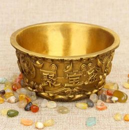 Rehabilitación de Pure Cobre Cornucopia Gold Rice Bowl Home Furong Feng Shui Ornamentos de bronce4757837
