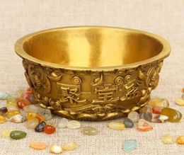 Rehabilitación de Pure Cobre Cornucopia Gold Rice Bowl Home Furong Feng Shui Ornamentos de bronce34122220
