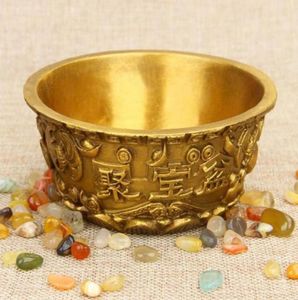 Réhabilitation de la corne d'abondance en cuivre pur Bol de riz doré Home Furong Feng Shui Bronze Ornements4757837