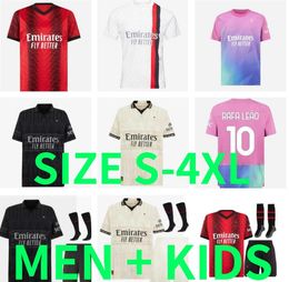 REIJNDERS RAFA LEAO Soccer Jerseys GIROUD IBRAHIMOVIC 23 24 AC BENNACER PULISIC ROMAGNOLI REBIC 2023 2024 MILANS Maillot de football maillot 4ème hommes enfants kit enfant