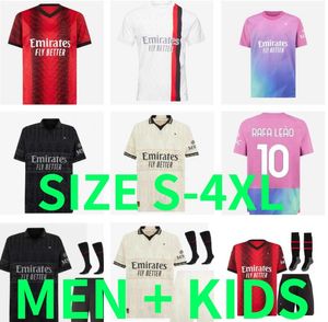 REIJNDERS RAFA LEAO Soccer Jerseys GIROUD IBRAHIMOVIC 23 24 AC BENNACER PULISIC ROMAGNOLI REBIC 2023 2024 MILANS Maillot de football maillot 4ème hommes enfants kit enfant