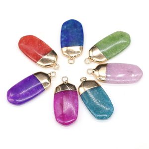 Reiki Healing Charms Semi-Precious Rechthoekige Witte Steen Geverfd Kleur Crystal Hanger DIY Ketting Damesmode Sieraden Vinden van 15x35mm