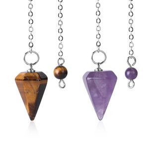 Reiki curación péndulos radiestesia piedras naturales colgante amuleto péndulo de cristal para hombres mujeres péndulos tamaño pequeño