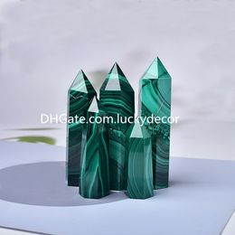 Reiki Malachite edelstenen toren Arts Natuurlijke authentieke kristal gesneden punten Mooie groene kwarts obelisk Wand Precious Stone Gift Emotionele genezing Bescherming