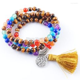 Reiki Natural 7 Chakra Multi-Layer Charms armbanden voor vrouwen yoga meditatie genezing 108 mala kralen tassel tbk323 linkketen