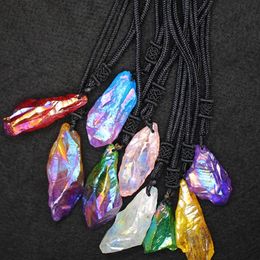 Reiki Natural Quartz Stone Pendant Colliers Femmes Colore Collite Collier de Crystal Mineraire Raw Irrégulet