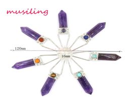 Reiki Pendulum 7 Chakra Perles Hexagon Prism Magic Wand Energy Pendant Natural Stone Charms guérison Bijoux d'amulette4874561