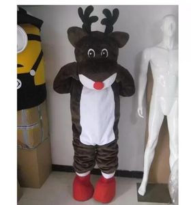 Reindeer Mascot Costume Cartoon Red Nez Nose Deer Anime Characon Christmas Carnival Party Fancy Costumes Adults Size Outdoor Tenue