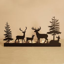 Reindeer Tealight Bandlersder décorations de Noël Candlestick en métal pour table centrales de table DÉCORATIONS DE TABLE