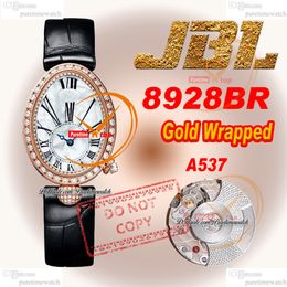 Reine de Naples 8928BR A537 Automatique Femmes Watch JBLF Diamants en or rose enveloppés Cédre Mop Roman Roman Strap Black Fabric Super Edition Ladies Watches Putetime PTBG