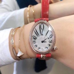 Reine de Naples Reloj de pulsera para mujer reloj de mujer relojes con bisel de diamantes correa de cuero elegante relojes perfectos movimiento profesional 295B