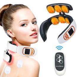 Relaxation 6 patchs masseur de cou intelligent EMS masseur de cou à impulsions 4 modes micro courant thérapie cervicale rechargeable mise à niveau de massage du cou