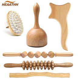 Relaxation 6 pièces outils de Massage de thérapie en bois Maderoterapia Colombiana masseur de Drainage lymphatique rouleau thérapie tasse Anti Cellulite Gua Sha