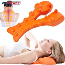 Relajación Dispositivo de tracción cervical, masajeador de camilla de cuello para dolor de cuello, camilla de hombro, herramienta de masajeador de puntos de gatillo, dispositivo de alivio del cuello