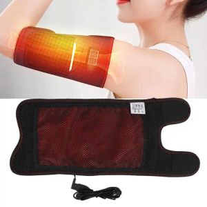 Relaxation Chauffage électrique Vibration Massage Bras Bras Ceinture de soutien Massage Thérapie Wrap Pad pour blessure au coude Soulagement de la douleur Charge USB