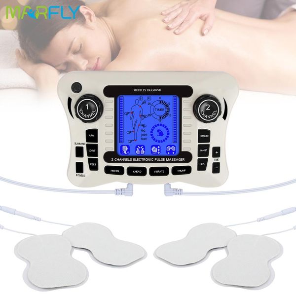 Relajación Elektrische Puls Massager Tens Ems Spierstimulator 12Modes Digitale Therapie Machine Massager Herramienta para aliviar el dolor Gezondheidszorg Mac