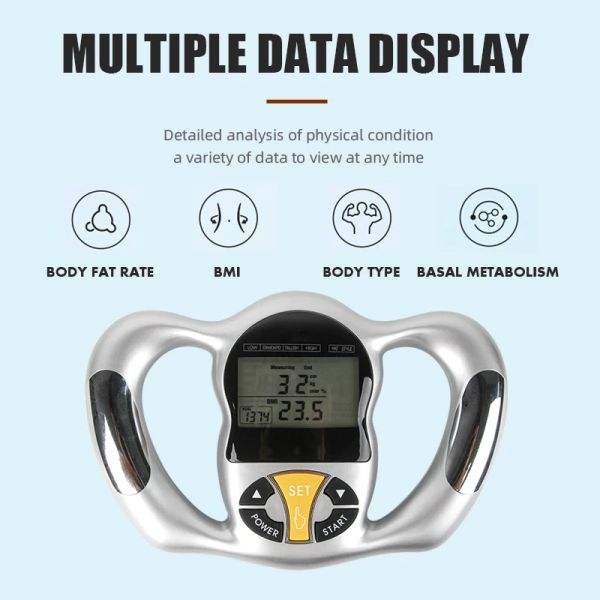 Relaxation Handheld Bodylarge Moniteurs de graisse corporelle Analyseur d'écran LCD Compteur Bmi Analyseur de graisse de santé Moniteur Calculatrice Mesure Soins de santé