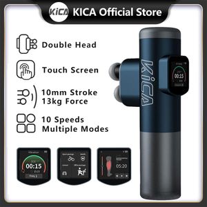 Relaxation KICA Pro Pistolet de massage à double tête Masseur corporel intelligent pour soulager les douleurs musculaires Fitness Pistolet fascial professionnel avec écran tactile