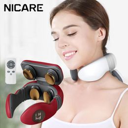 Relaxation NICARE Smart 4D EMS masseur de cou électrique TENS compresse chaude Massage du dos épaule soulagement de la douleur cervicale relaxation musculaire avec télécommande