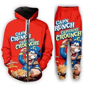 Libérez les nouveaux hommes/femmes nourriture crunch baies drôle impression 3D mode survêtements pantalons + fermeture éclair à capuche vêtements de sport décontractés L011