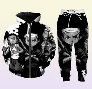 Sortie de nouveaux Menwomens Boondocks Funny 3D Print Fashion Tracksuit Pantals Zipper Sweat à capuche Casual Sportswear L0158637513