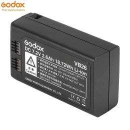 Brengt Godox VB26 Liion Battery DC 7.2V 2600mAh 18.72Wh vervangende batterij vrij voor Godox V1S V1C V1N V1F V1O V1O V1P Round Head Flash