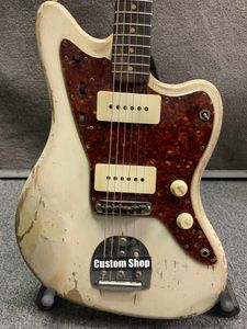 Relic '62 Jazzmaster Jaguar Vintage Cream Electric Guitar Brede Lollar Pickups, Nitrocellulose Lacquer Paint, Red Pearl Pickguard, Floating Tremolo Bridge