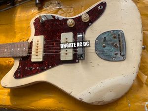 Relic '62 Jazzmaster Jaguar Vintage Cream Electric Guitar Brede Lollar Pickups, White P90 Pickups, Red Pearl Pickguard, China Floating Tremolo Bridge