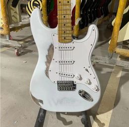 Relic st elektrische gitaar elzenhouten body esdoorn toets witte kleur hoge kwaliteit handgemaakte Guitarra gratis verzending