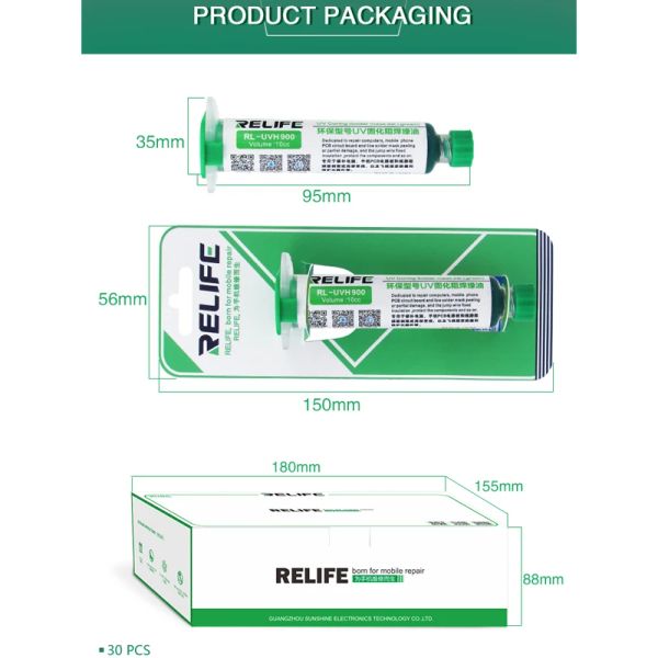 Relife RL-UVH900 UV Light During Solder Masque Green Huile Flux Solder Huild Solder pour le masque vert Masque PCB PCB BGA RÉPARATION