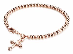Religion Charm Bracelet S925 SERRLING Silver18K Rose Gold Bead Jésus Pendant Prendy Exquis Designer Exquis Bijoux pour femmes Bracele265R7140214