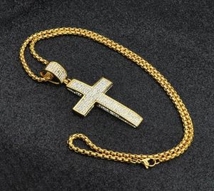 Religion Gold Color Freed Out Paving Paving Cz Collar de acero inoxidable Pendantes Collares Joyas Wome3005186