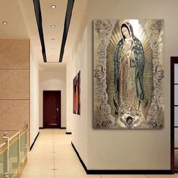 Décor d'art religieux photo dame de Guadalupe wall art peinture toile la vierge de Guadalupe affiche catholique décor de chambre à coucher