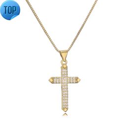Religieux chrétien Moissanite Pendant Templier Knight Gold plaqué croix VVS Diamond Bijoux Colliers Femme Iced Out Jésus