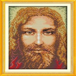 Figure religieuse Jésus typique occidental bricolage fait à la main au point de croix kits de couture ensemble de broderie compté imprimé sur toile 14CT 11C270t
