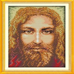 Religieuze figuur Jezus typisch westers DIY handgemaakt Kruissteek Handwerkpakketten Borduurset Geteld gedrukt op canvas 14CT 11C333K