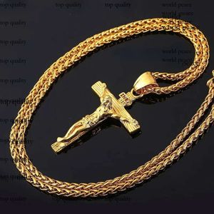 Religieuze Jezus Kruisketting voor mannen Fashion Gold Cross Pendent met ketting ketting sieraden geschenken voor mannen hanger 758