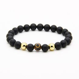 Bijoux religieux 10 pcs/lot 8 mm Naturel A Grade Dzi Eye Pierre Perles Avec 8 mm Mat Agate Bracelets D'énergie