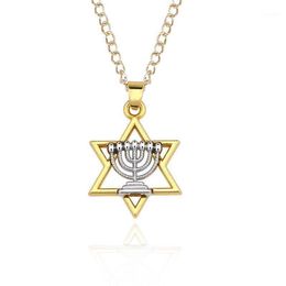 Religieuze Menora En Ster Van David Joodse Sieraden Magen Ketting Judaïca Hebreeuws Israël Geloof Lamp Chanoeka Hanger1279R