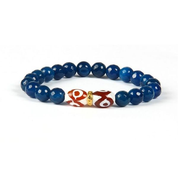 Styles de bijoux en pierre religieuse entière 8mm Tube de qualité supérieure Dzi perles pour les yeux avec pierre d'agate bleue bracelets de perles pour l'oeil chanceux pour m229D