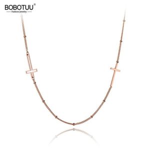 Colliers de tour de cou à double tour en acier inoxydable en titane religieux pour les femmes Collier pendentif de liaison de chaîne en or rose BN19173 Chokers2412997