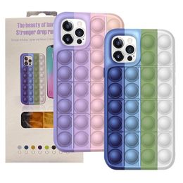 Relive Stress POP Fidget Speelgoed Push Bubble Siliconen Case voor iPhone 13 12 11 PRO MAX 6 6S 7 8 PLUS X XR XS XSMAX Soft Game Cover