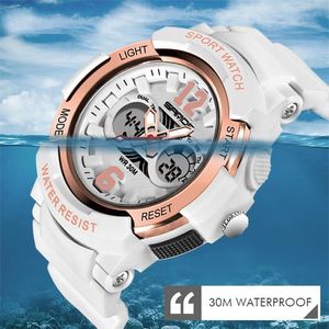 Relogio Feiminino Digitaal Horloge Dames 30M Waterdichte Elektronische Sport Voor Fitness Hars Pols Dame LED Wit Watches344G