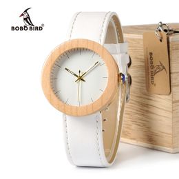 Relogio feminino BOBO BIRD Hombres y mujeres Reloj Relojes de madera Reloj de cuarzo con caja de regalo de madera Relojes Mujer Acepta 201114