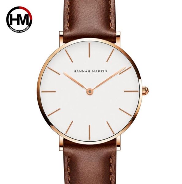 Relogio Feminino Hannah Martin Brand de luxe Femmes Watch Watchs Band Leather Rose Gold Termroproping Ladies Quartz Wristatch Fit DW Style C2550205