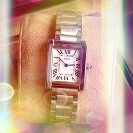 Relogio Feminino Romeinse nummer Dial Women Horloges 28 mm vierkante gezicht Solid fijn roestvrijstalen kwarts Bewegingsklok Rose Gold Silver Tank-Must-Design Watch Gifts