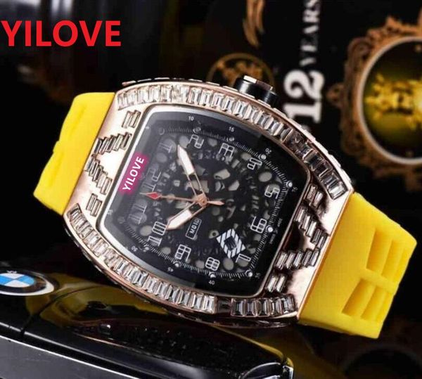 Relogio Masculino 43mm sport militaire gros diamants hommes montres femmes cadran squelette Unique Silicone Quartz mouvement crime priemum montre-bracelet cadeaux montre homme