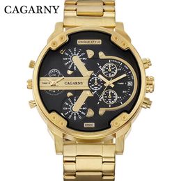 Reloj Masculino 6820 Cagarny Top 7333, reloj de lujo para hombre, reloj deportivo de cuarzo, relojes de pulsera de acero dorado resistente al agua Military192A