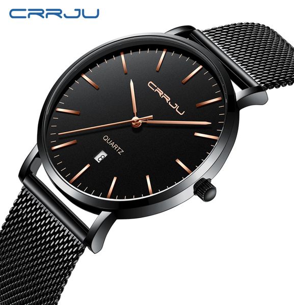 Relogio Masculino CRRJU Fashion Mens Watches Top Luxury Blue Waterproof Watches Ultrathin Casual Quartz Watch Men Sports Clock4126085