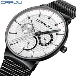 Relogio Masculino CRRJU Hommes Montres Top Marque De Luxe Ultra-mince Montre-Bracelet Chronographe Sport Montre erkek saati reloj hombre275N